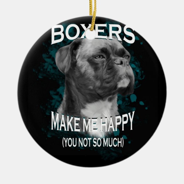 Boxer Dog Animal Lovers Art Text Ceramic Ornament (Front)
