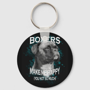 Boxer Dog Animal Lovers Art Text Key Ring