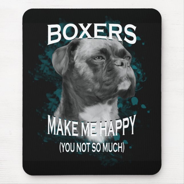 Boxer Dog Animal Lovers Art Text Mouse Pad (Front)
