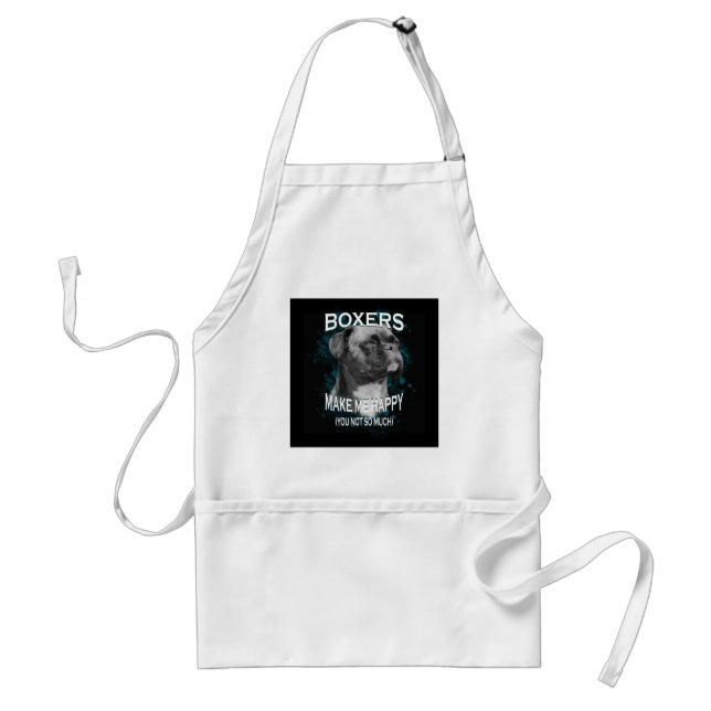 Boxer Dog Animal Lovers Art Text Standard Apron (Front)
