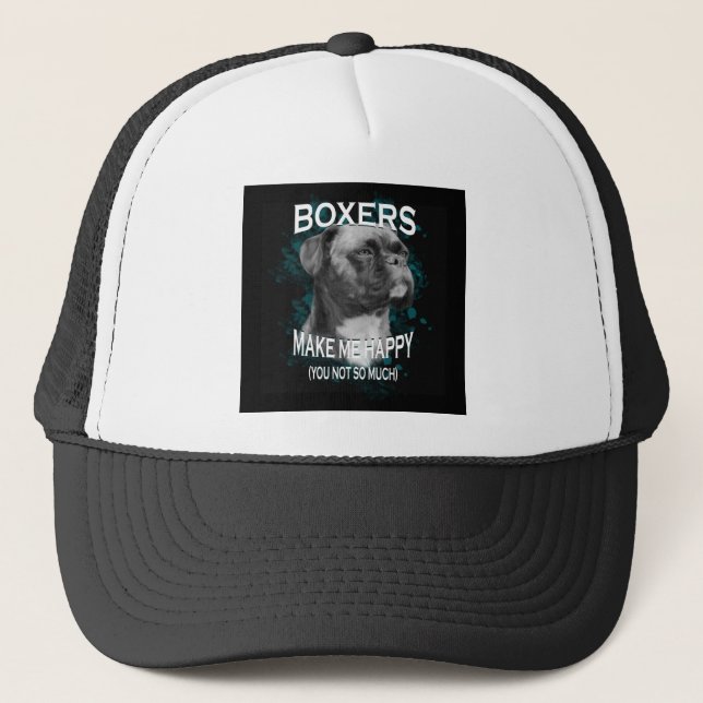 Boxer Dog Animal Lovers Art Text Trucker Hat (Front)