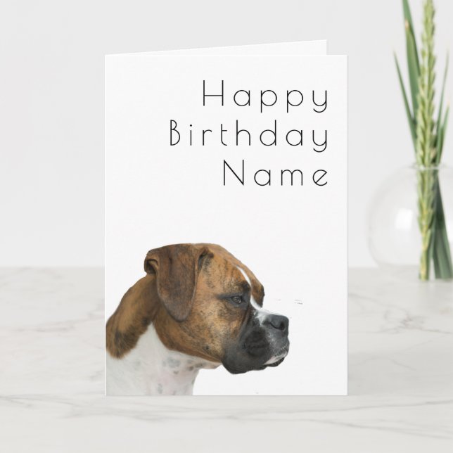 Boxer Dog Art Deco Birthday Card (Front)