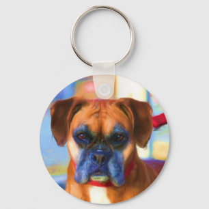 Boxer dog art keychain