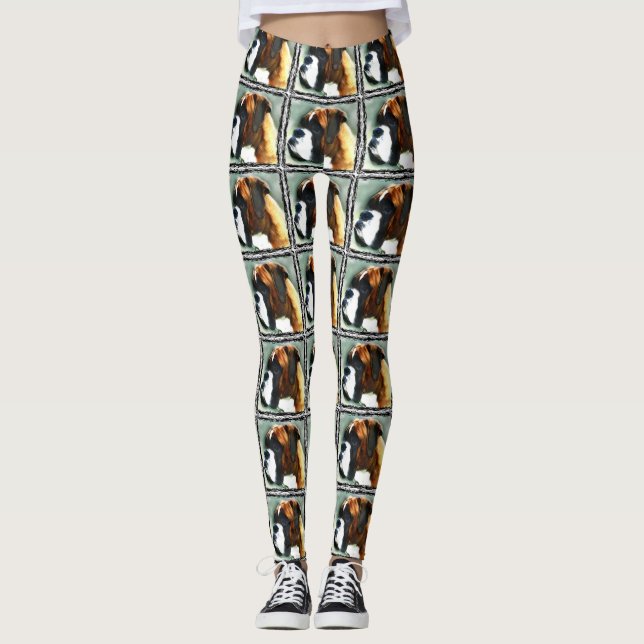 Boxer dog art leggings (Front)
