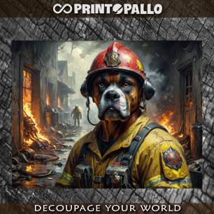 Boxer dog as Firefighter -  Tissue Paper