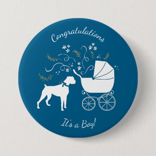 Boxer Dog Baby Shower 7.5 Cm Round Badge