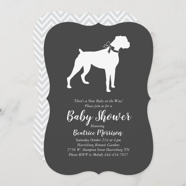 Boxer Dog Baby Shower Gender Neutral Invitation (Front/Back)