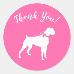 Boxer Dog Baby Shower Pink Girl Classic Round Sticker