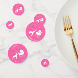 Boxer Dog Baby Shower Pink Girl Confetti