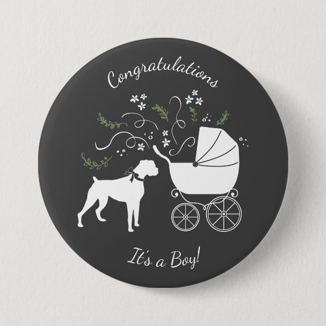 Boxer Dog Baby Shower Puppy 7.5 Cm Round Badge (Front)