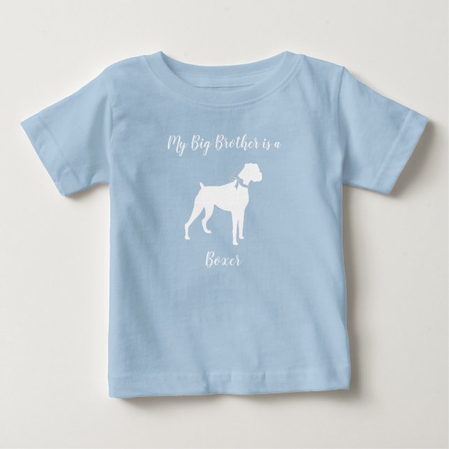 Boxer Dog Baby Shower Puppy Blue Boy Baby T-Shirt (Front)