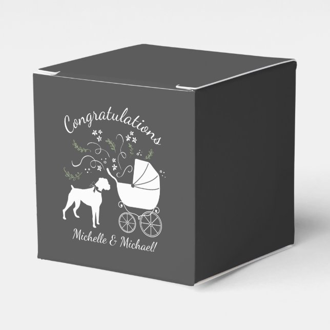 Boxer Dog Baby Shower Puppy Favour Box (Front Side)