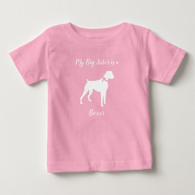 Boxer Dog Baby Shower Puppy Pink Girl Baby T-Shirt (Front)