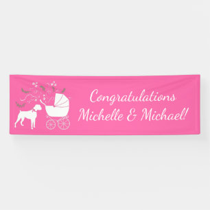 Boxer Dog Baby Shower Puppy Pink Girl Banner