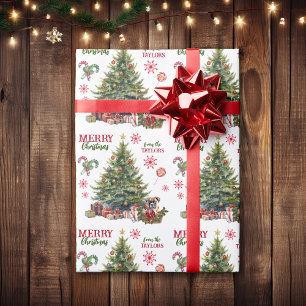 Boxer Dog Basket Under the Holiday Tree Wrapping Paper