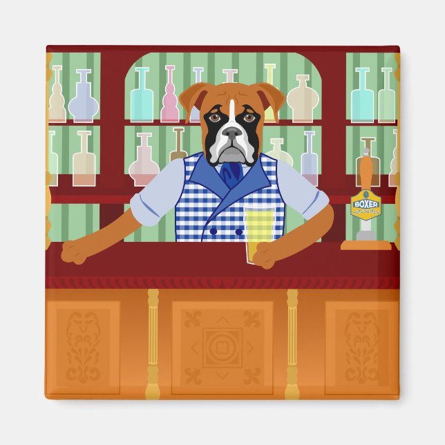 Boxer Dog Beer Pub Magnet (Front)