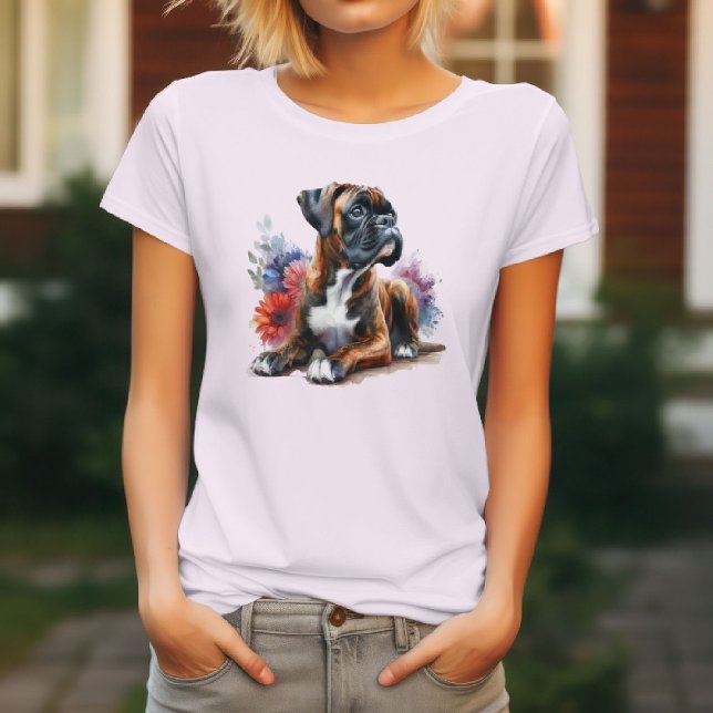 Boxer Dog & Blooms T-Shirt (Creator Uploaded)