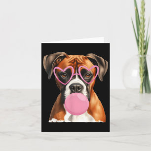 Boxer Dog Blowing Bubble Gum Valentine’s Day Card