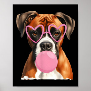 Boxer Dog Blowing Bubble Gum Valentine’s Day  Poster