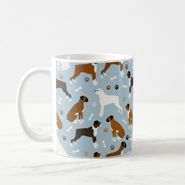 Boxer Dog Bones and Paws Coffee Mug (Left)