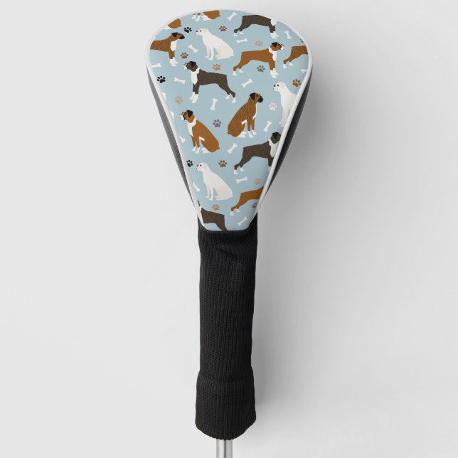 Boxer Dog Bones and Paws Golf Head Cover (Front)