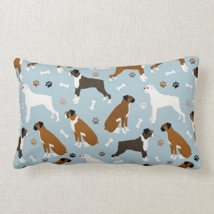 Boxer Dog Bones and Paws Lumbar Cushion