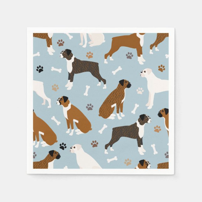 Boxer Dog Bones and Paws Napkins (Front)