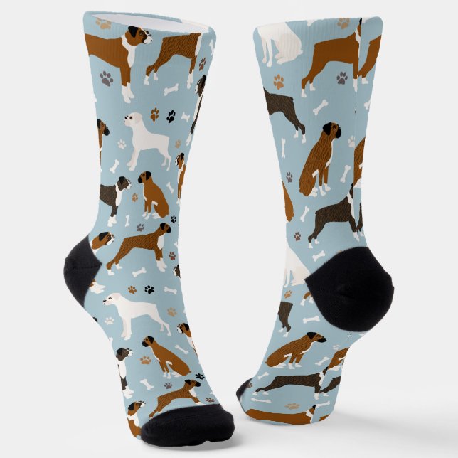 Boxer Dog Bones and Paws Socks (Angled)