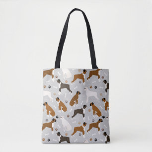 Boxer Dog Bones and Paws Tote Bag