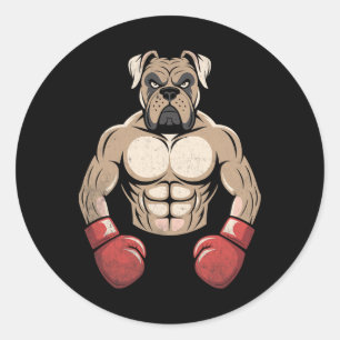 Boxer Dog Boxing Gloves Pet Dogs Boxers Men Women Classic Round Sticker