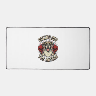 Boxer Dog Boxing Out The Haters Funny T-Shirt Desi Desk Mat
