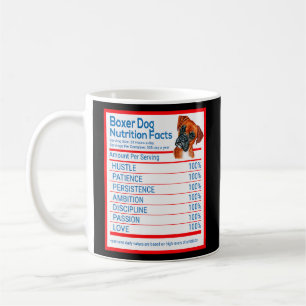 Boxer Dog Breed Owner Funny Nutrition Facts  Coffee Mug