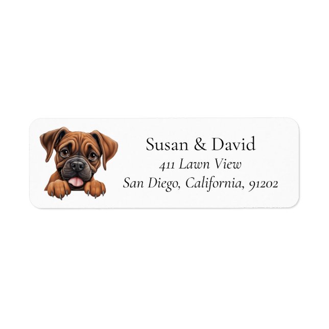 Boxer Dog Breed Pet Lovers Return Address Label (Front)