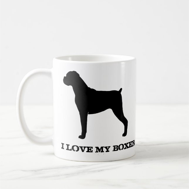 Boxer Dog Breed Silhouettes Custom Coffee Mug (Left)
