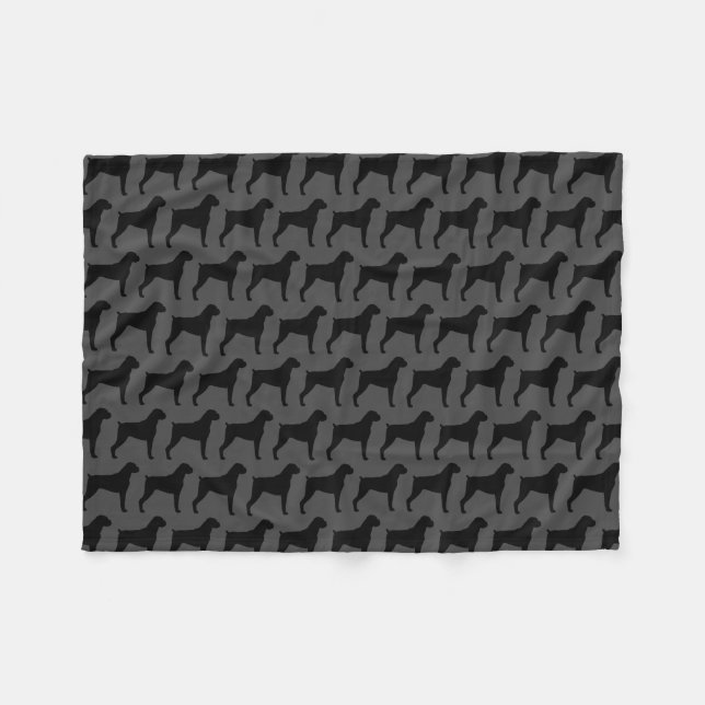 Boxer Dog Breed Silhouettes Pattern Black and Grey Fleece Blanket (Front (Horizontal))