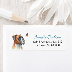 Boxer Dog Butterfly Wonder Return Address Label
