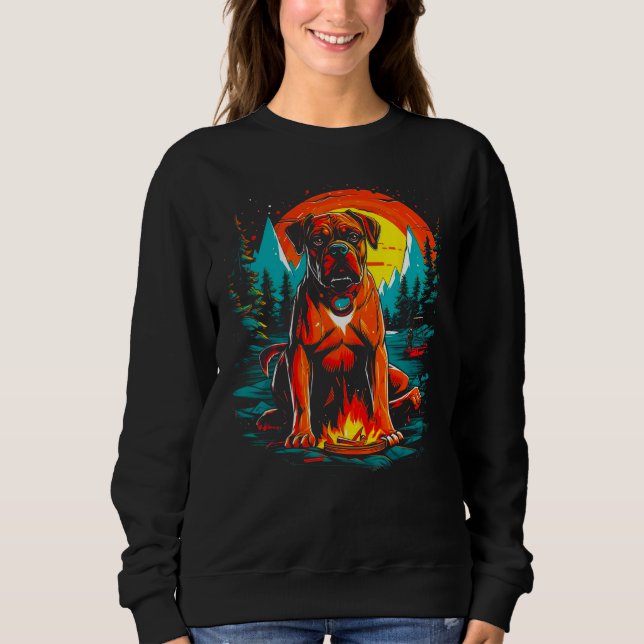 Boxer Dog Camping Nature Sweatshirt (Front)