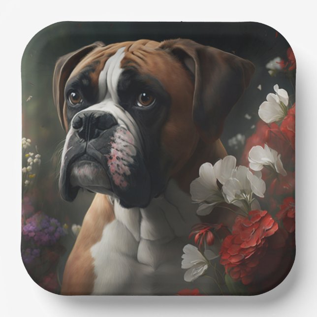 Boxer dog cardboard plates (Front)