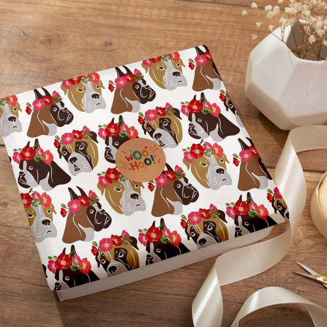 Boxer dog cartoon colorful seamless pattern   wrapping paper (Creator Uploaded)