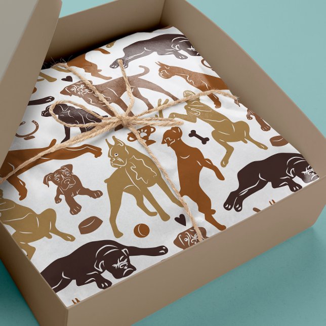 Boxer dog cartoon in various poses seamless  wrapping paper (Creator Uploaded)