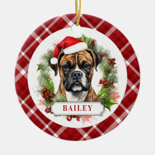 Boxer Dog Ceramic Circle Ornament