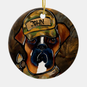 Boxer Dog Ceramic Ornament