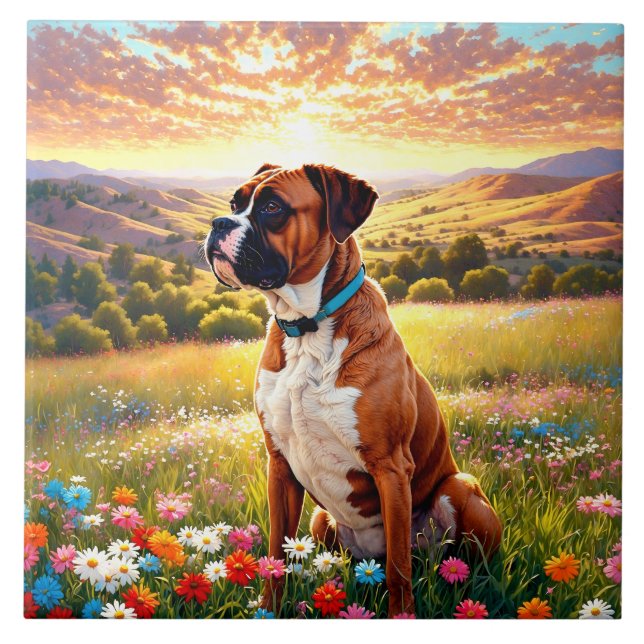 Boxer dog ceramic tile (Front)