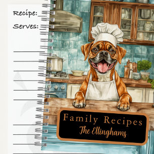 Boxer Dog Chef Spiral Recipe Book