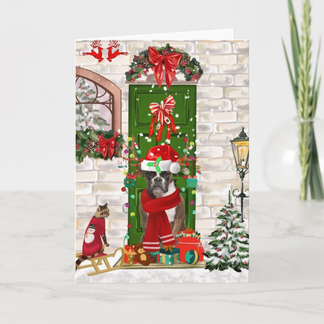 Boxer Dog Christmas  Card (Front)