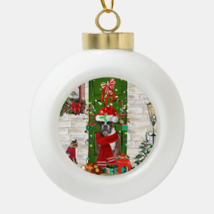 Boxer Dog Christmas   Ceramic Ball Christmas Ornament
