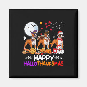 Boxer Dog Christmas Happy Hallothankmas Thanksgivi Magnet