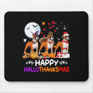 Boxer Dog Christmas Happy Hallothankmas Thanksgivi Mouse Pad