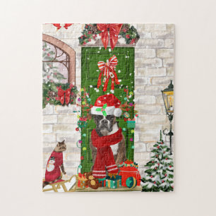 Boxer Dog Christmas Jigsaw Puzzle