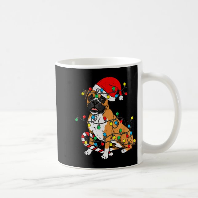 Boxer Dog Christmas Lights Pajama Santa Xmas Pet D Coffee Mug (Right)